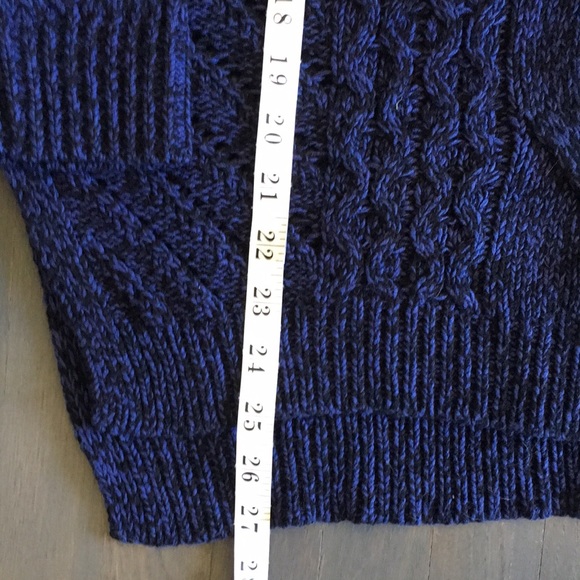 Express Blue & Black Open Weave Cable Knit Hi-lo Hem Pullover Sweater, sz Medium - Picture 12 of 13